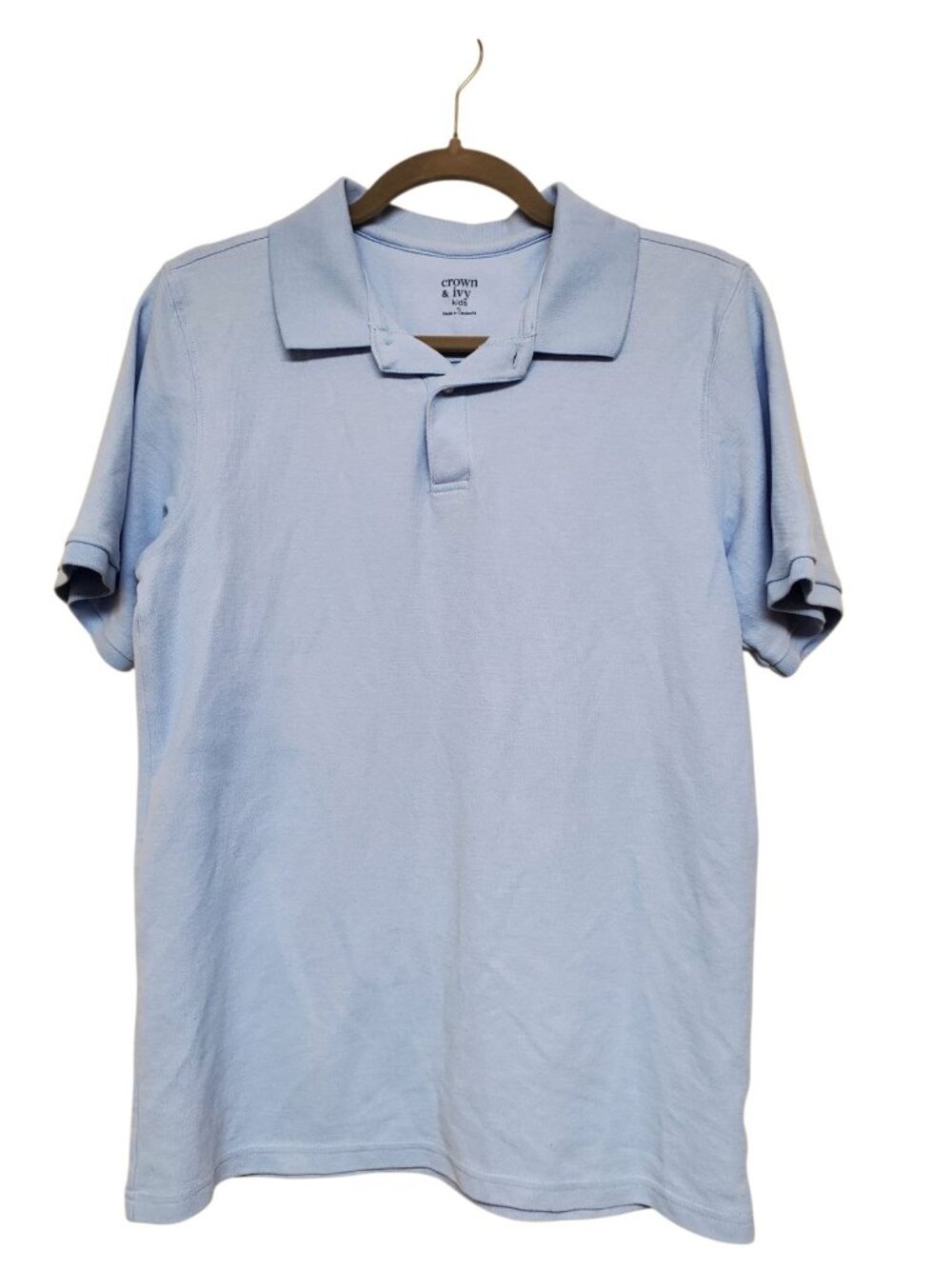 Crown & Ivy Kids Boy's Light Blue Short Sleeve School Uniform Polo Shirt Sz XL